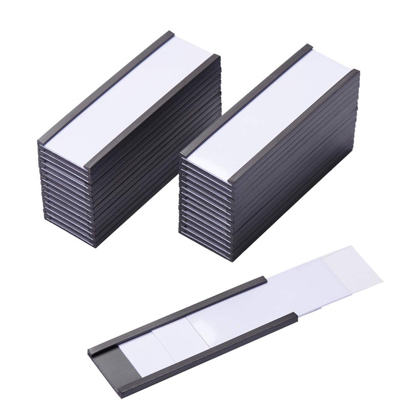 Eeoyu Magnetic Label Holders with Magnets Magnetic Data Card Holders with Clear Plastic Protectors for Metal Shelf, Whiteboard, Set of 30 (1 x 3 Inch) - Image 1
